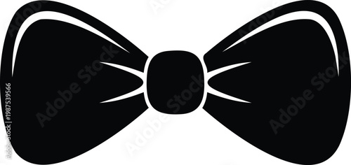 Black and white bow tie with symmetrical and central knot bowtie