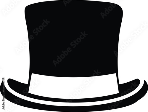 Black hat with white band detail, silhouette style