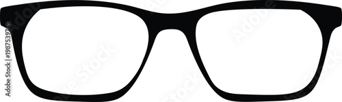 Black rectangular eyeglasses isolated on a white background frame