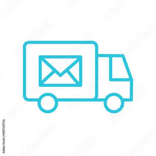 Post Truck icon. Isolated on white background. Blue icon