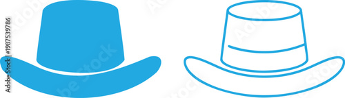 Blue and white minimalist outline and solid cowboy hats on white
