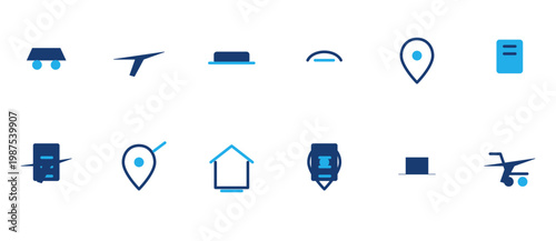 Transport Travel Icon Pack, Car, Plane, Map Flat Icons