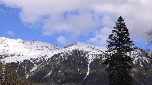 Snow-capped mountain peaks. A magnificent natural landscape.