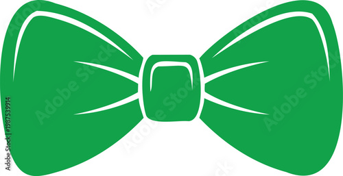 Green bowtie with white outline, centered on white background
