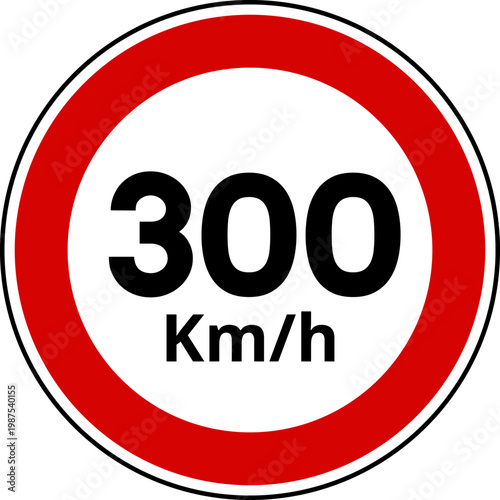 Speed Limit 300 km h Traffic Sign Vector