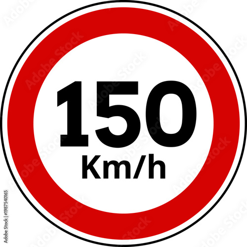 Speed Limit 150 km h Traffic Sign Vector