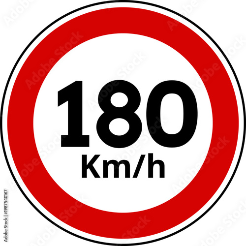 Speed Limit 180 km h Traffic Sign Vector