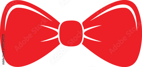 Red bow tie with symmetrical knot and smooth curves bowtie accessory