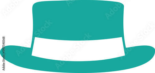 Teal hat with white band on a plain background, symbol