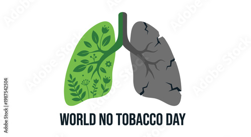 Healthy versus damaged lungs illustrating the dangers of tobacco use