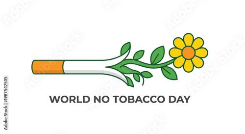 A cigarette transforming into a blossoming flower promoting world no tobacco day