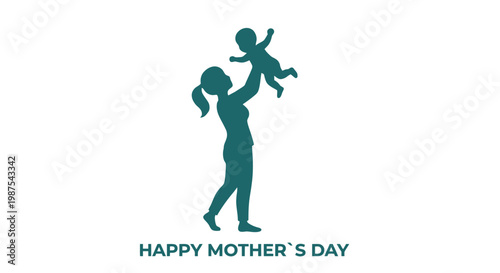Silhouette of a mother lifting her baby celebrating mother s day