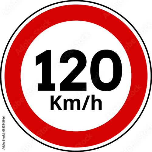 Speed Limit 120 km h Traffic Sign Vector