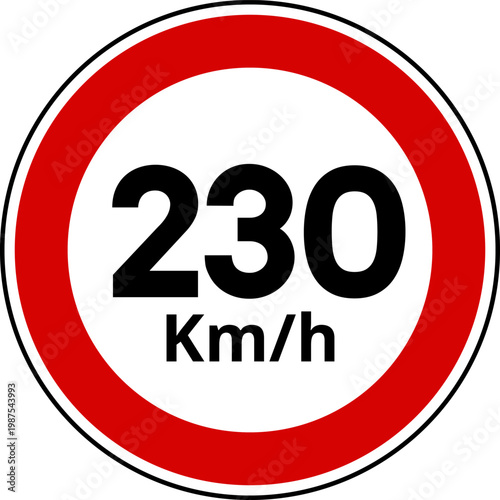 Speed Limit 230 km h Traffic Sign Vector