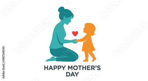 A mother and child share a tender moment with a heart symbol