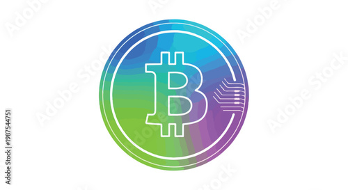 Modern stylized bitcoin symbol with digital circuit design elements