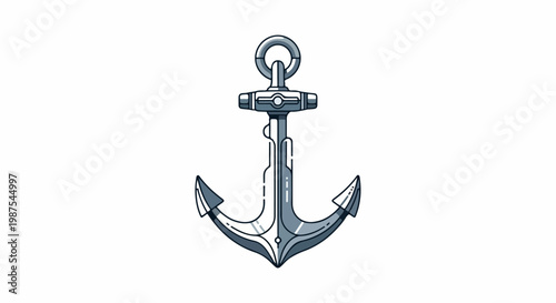 Classic anchor illustration with intricate design details and bold lines
