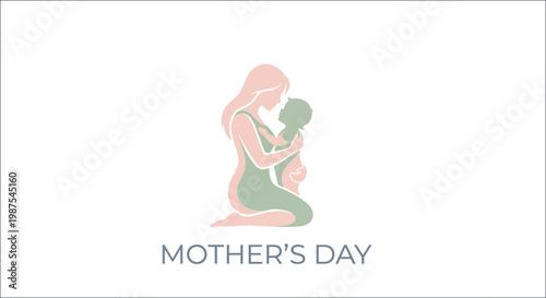 A tender illustration of a mother lovingly embracing her baby celebrating motherhood