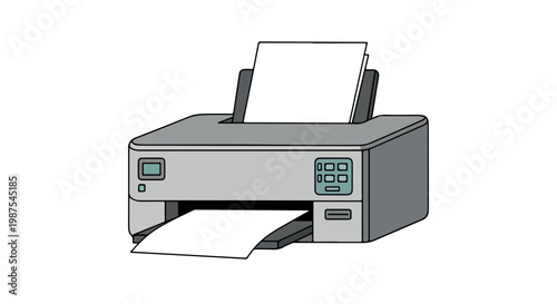 Illustration of a multi-function printer with paper output tray extended