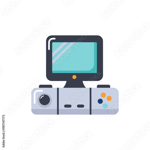 Retro Video Game Console and Monitor Illustration