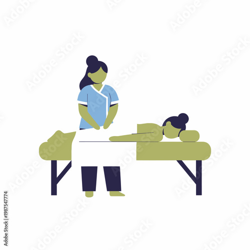 Masseuse Giving Back Massage to Client on Table, Wellness Concept