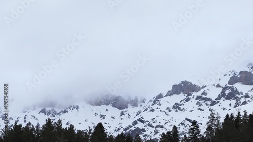 Snow-capped mountain peaks. A magnificent natural landscape.