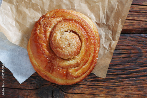 Freshly baked sweet cinnamon roll