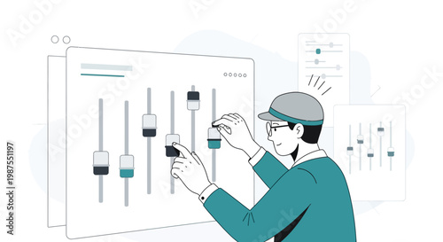 Man Adjusting Control Panel Settings.