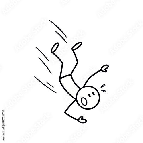 Simple Stick Figure Falling Down Accident.