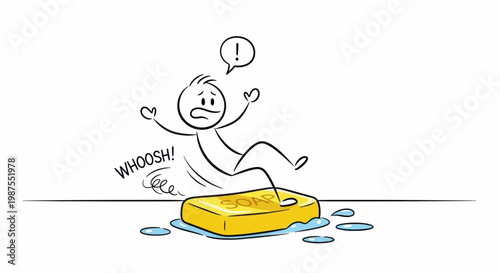 Slipping Person on Banana Peel Cartoon Character.