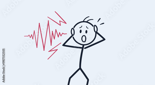 Stressed Person with Tinnitus or Ringing Ears.