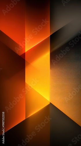 Abstract geometric shapes with glowing orange and yellow light effects