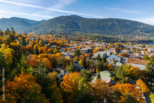 Nelson Canada Lush Autumn Colours.Nelson in autumn on the West Arm of Kootenay Lake in the Southern Interior of British Columbia, Canada.
