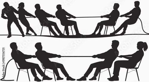 Business Analyst Silhouette Set with Spreadsheet Icons Black Solid