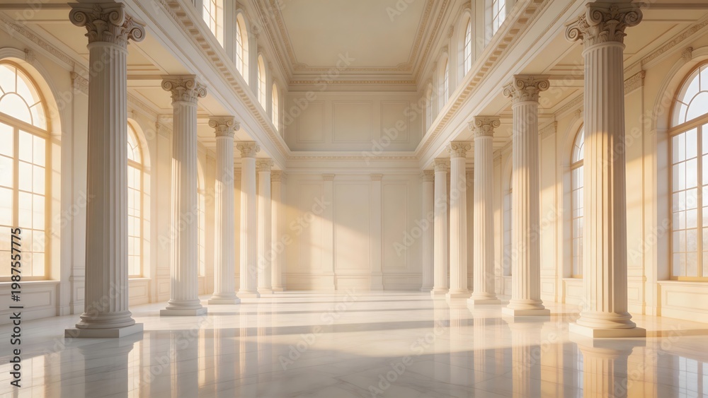 Fototapeta premium Classical Hall with Columns and Windows