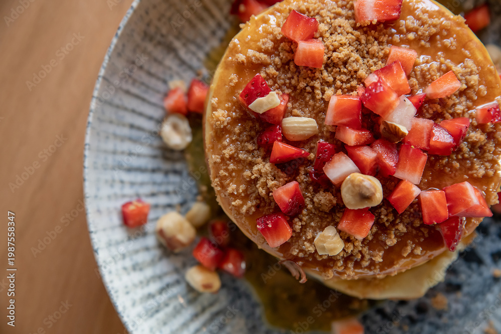 custom made wallpaper toronto digitalPancakes with strawberries top view, selective focus
