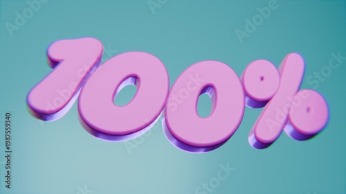 3d percentage timer ticker animation, on solid colour background