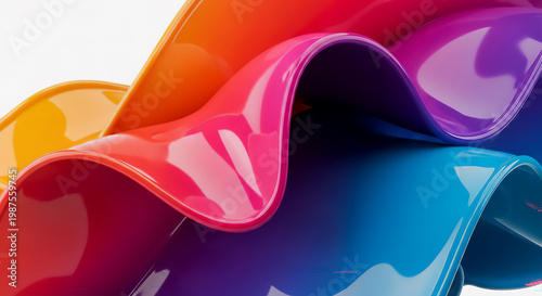 Ultra realistic 3D thick liquid paint folding into smooth sculptural shapes, glossy surface, perfect reflections