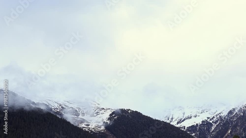 Snow-capped mountain peaks. A magnificent natural landscape.
