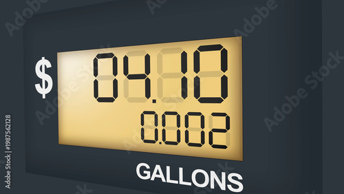 Fuel Pump Display Showing Gasoline Price and Gallons Counter, petrol pump display, high fuel prices
