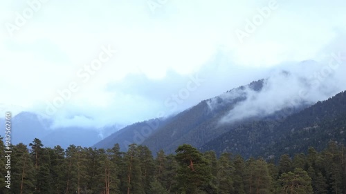 Snow-capped mountain peaks. A magnificent natural landscape.