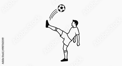 Soccer Player Kicking Football Ball Vector Illustration