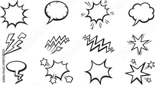 Comic book speech bubbles vector effects illustration set for graphic design