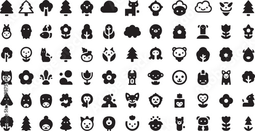 Black and white animal vector icons diverse wildlife creature vector graphics for design