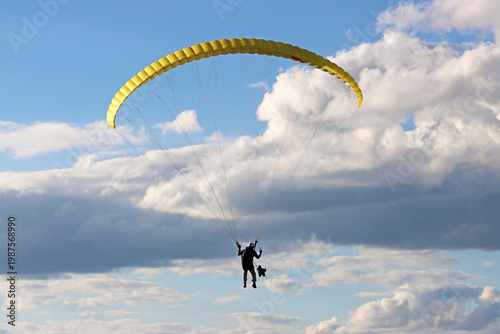 Paraglider being towed by a winch	