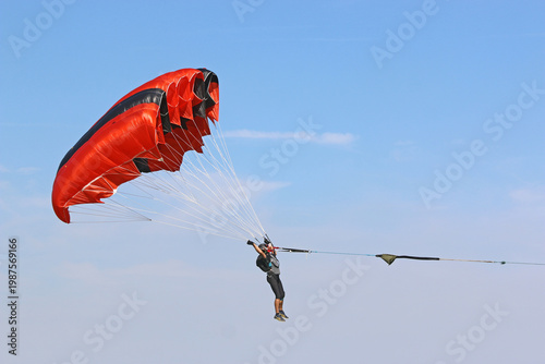 Paraglider being towed by a winch	