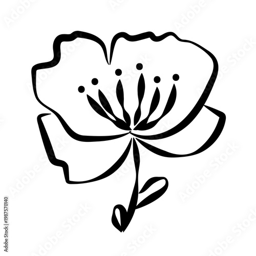 Simple doodle single flower