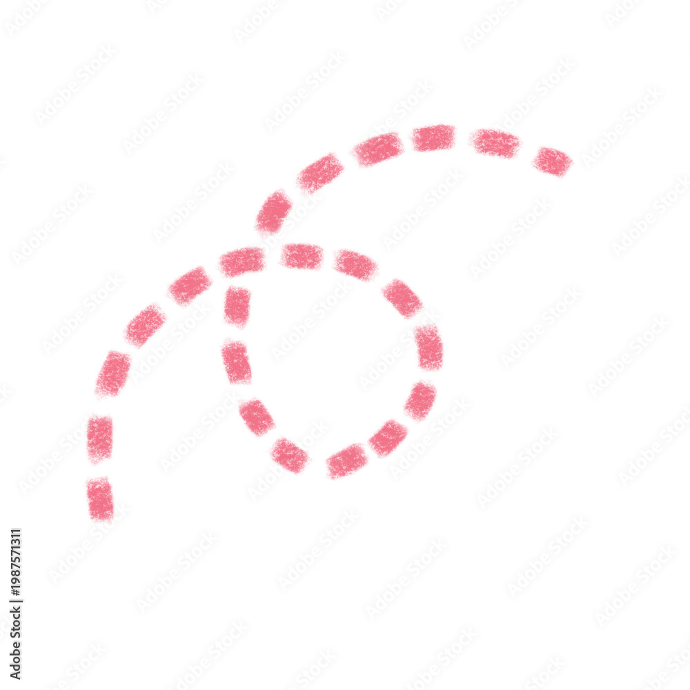 Fototapeta premium Hand drawn pink dashed spiral line doodle