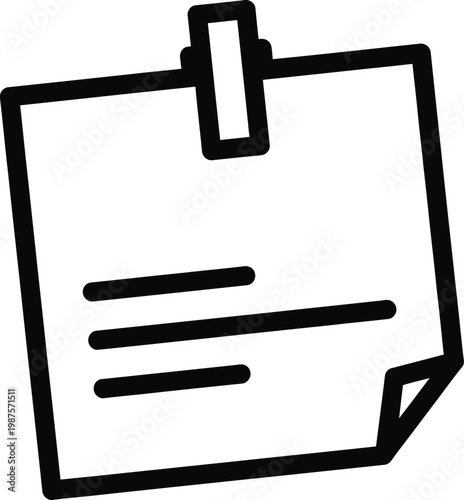 A black and white icon of a paper with lines on it