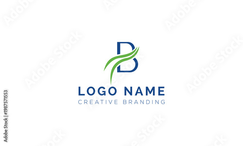 Elegant letter b logo with green organic elements alphabet business identity
